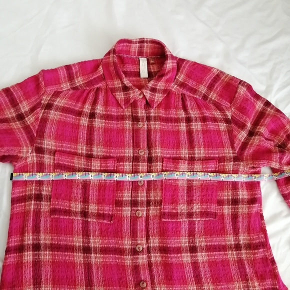 Anthropologie Pilcro Hadley Relaxed Pink Plaid Button Up Small - Picture 14 of 16